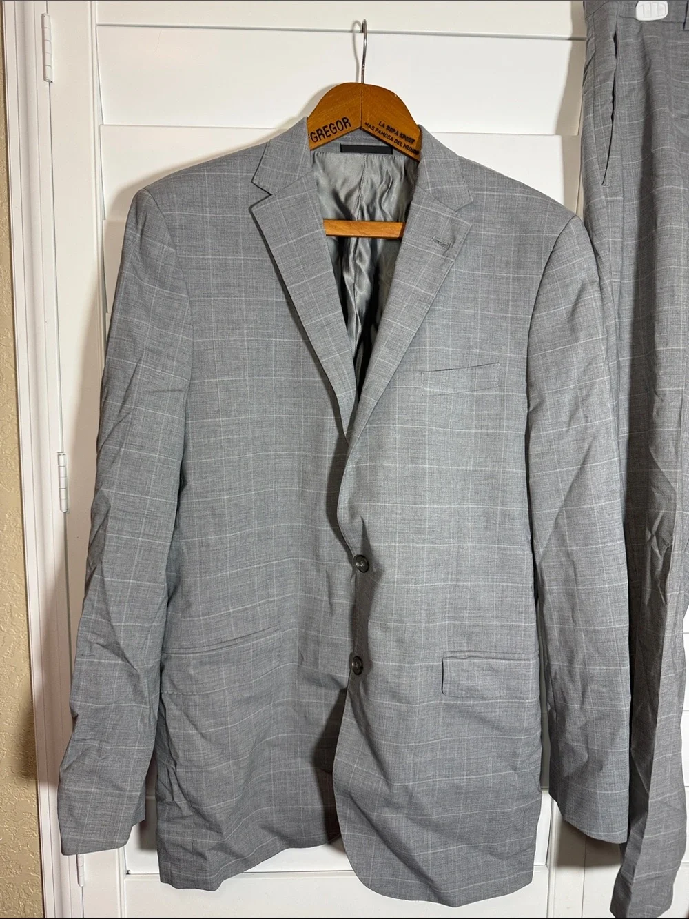 Kenneth Cole Men's Gray Suit Jacket 42L 35X29 Dress Pants
